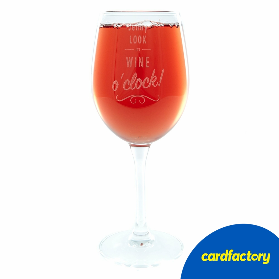 Image of Personalised Wine O'Clock Wine Glass