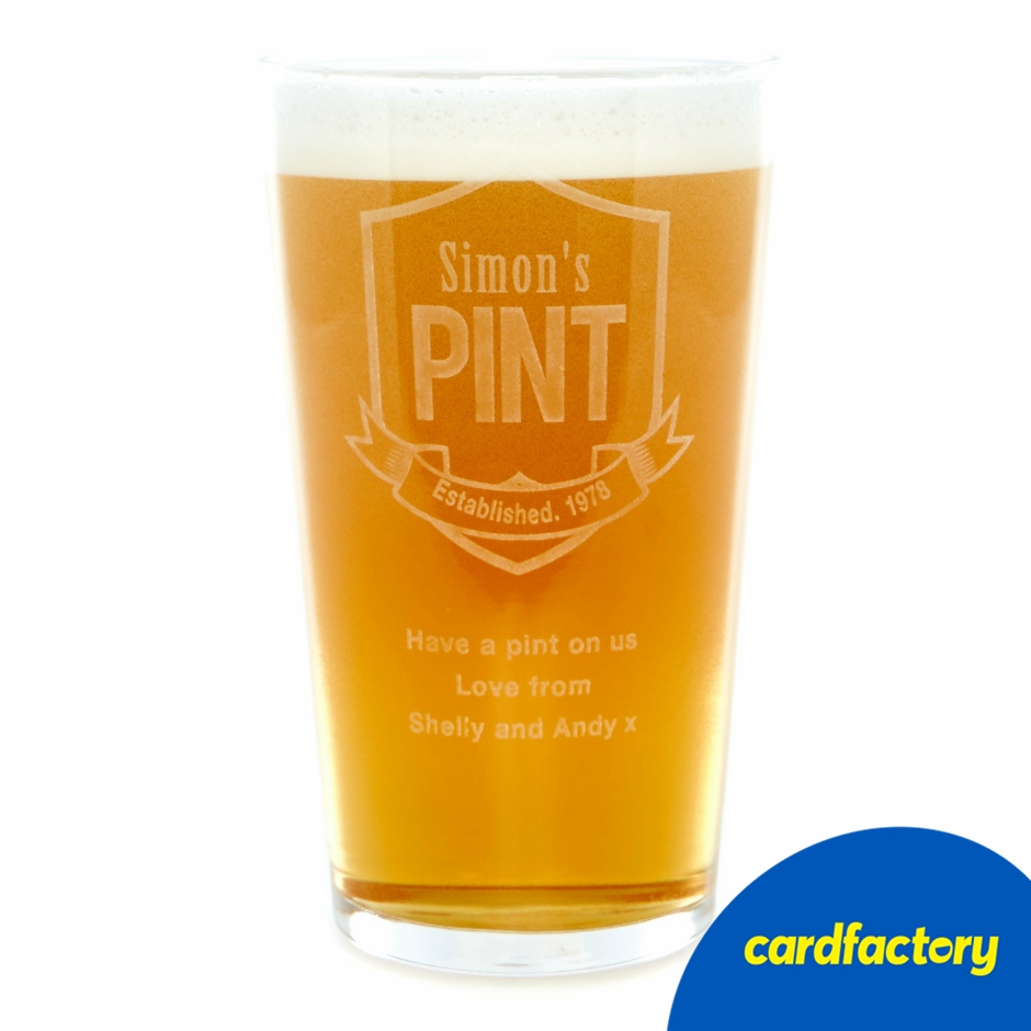 Image of Personalised Established Badge Pint Glass