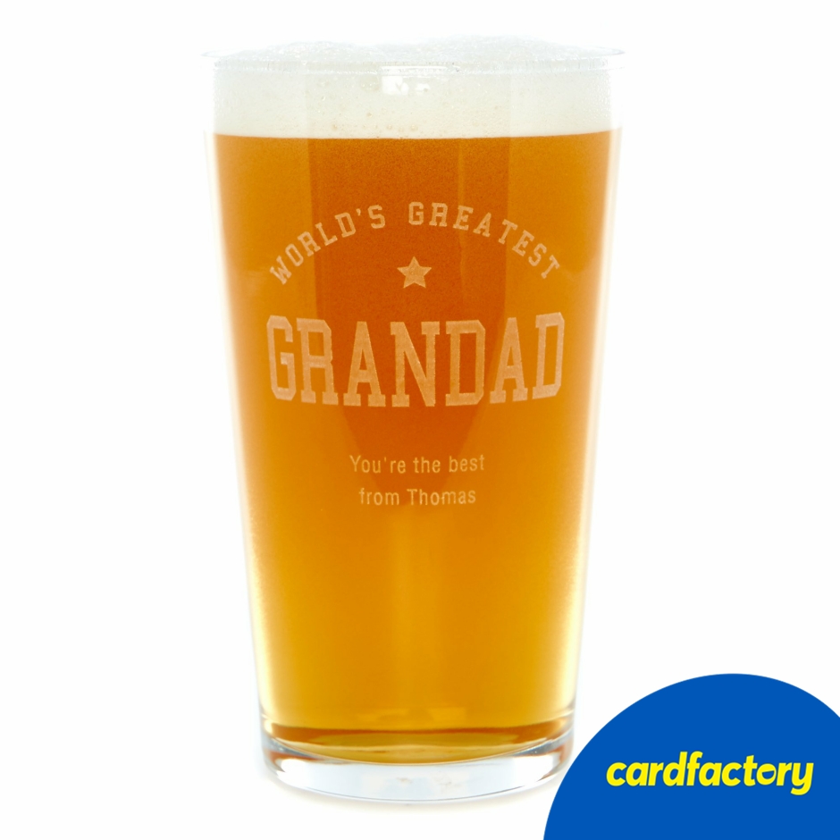 Image of Personalised World's Greatest Grandad Pint Glass | Engraved Beer Glass Gift | Hand-Wash Recommended | 1 Pint Capacity | 15cm Height