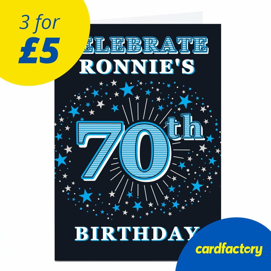 Image of Personalised 70th Birthday Invitation - Blue Stars