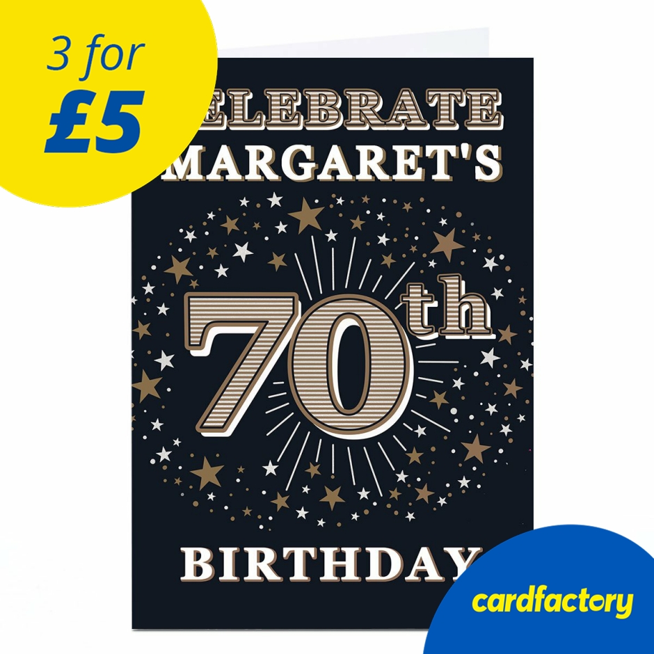 Image of Personalised 70th Birthday Invitation - Gold Stars