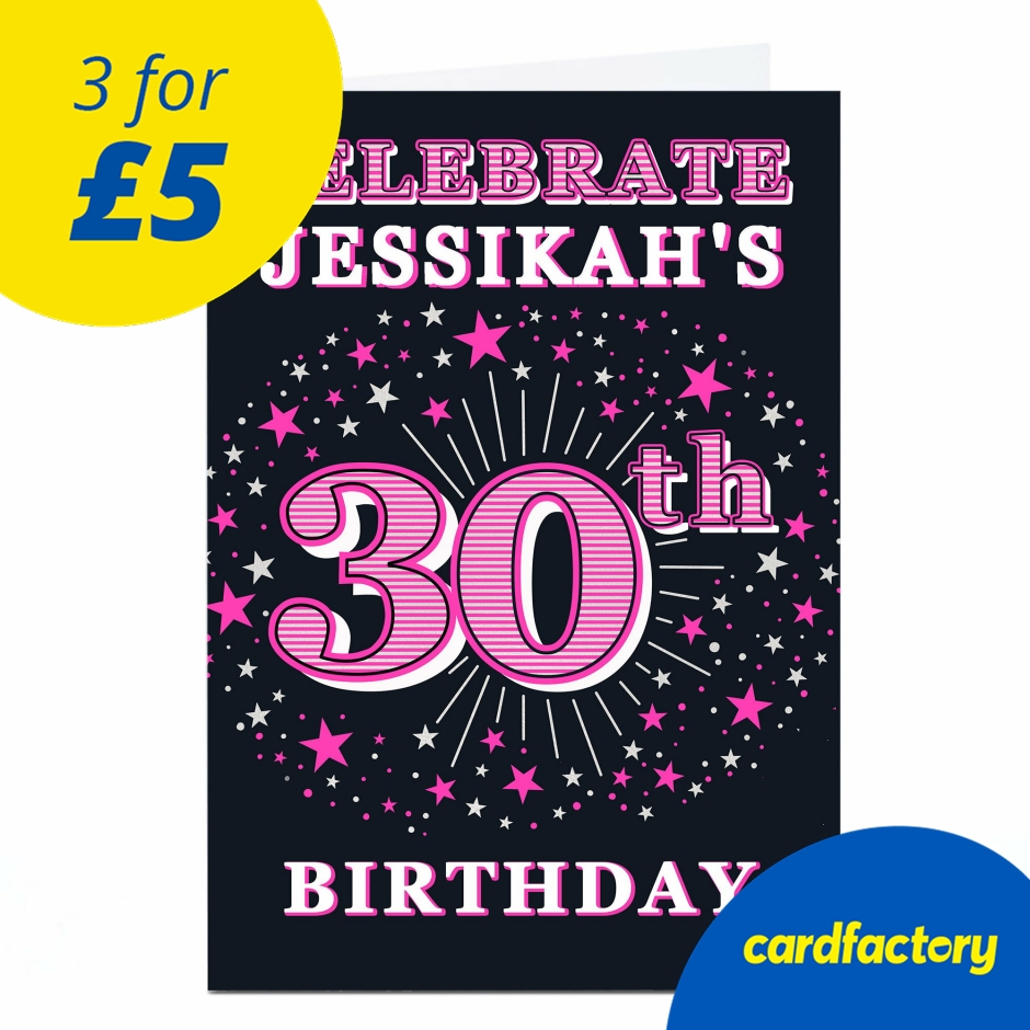 Image of Personalised 30th Birthday Invitation - Pink Stars