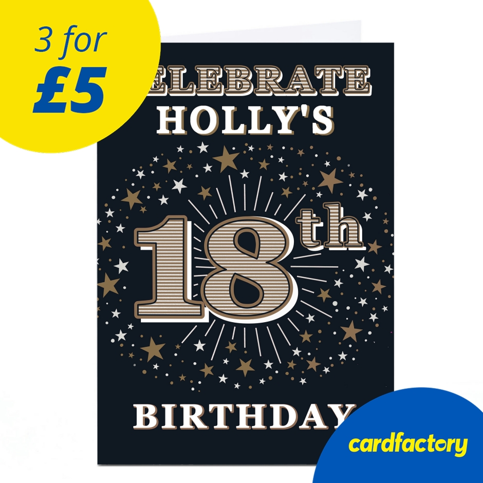 Image of Personalised 18th Birthday Invitation - Gold Stars