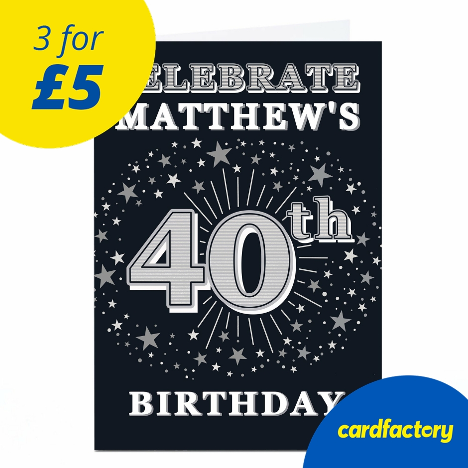 Image of Personalised 40th Birthday Invitation - Silver Stars