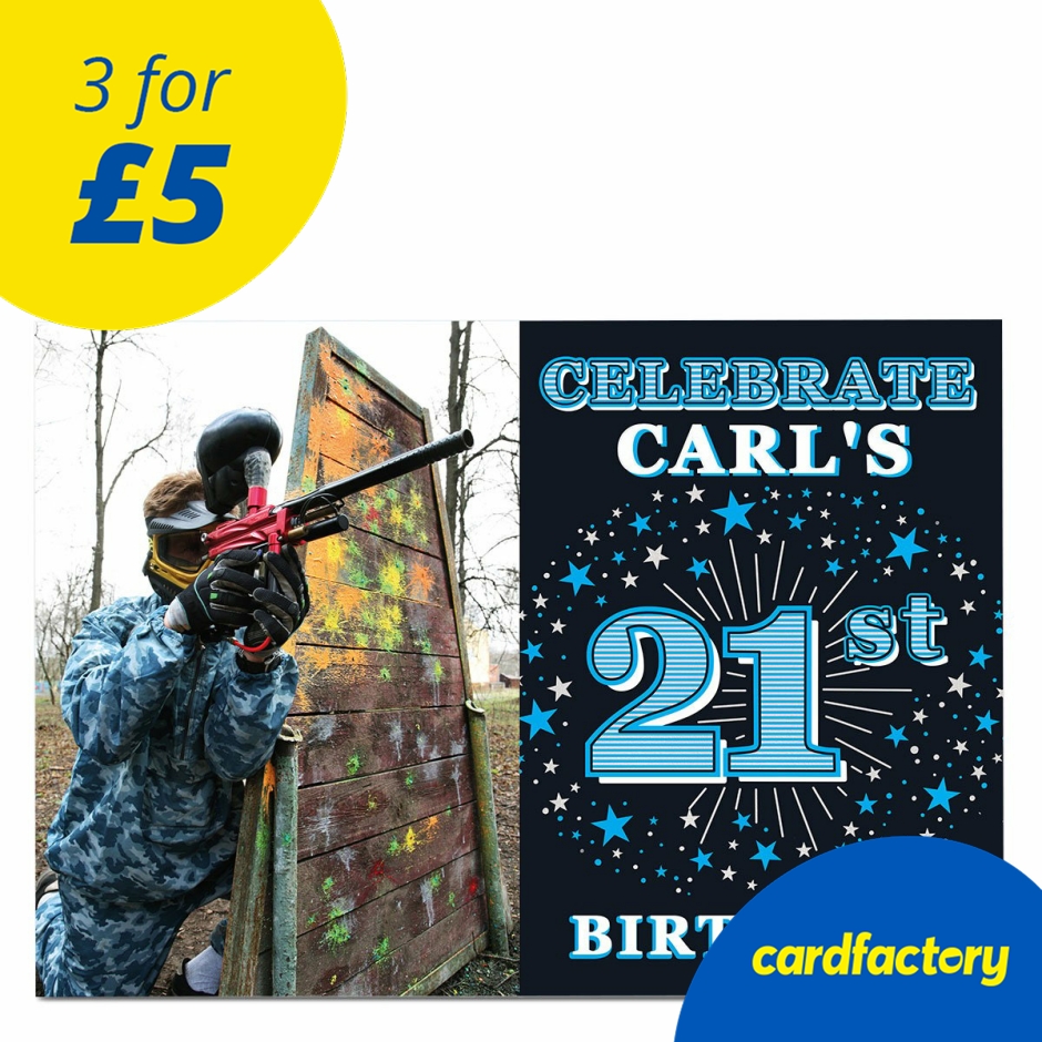 Image of Photo 21st Birthday Invitation - Blue Stars