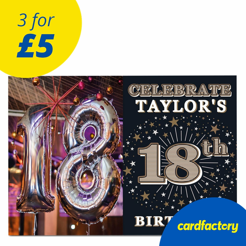 Image of Photo 18th Birthday Invitation - Gold Stars