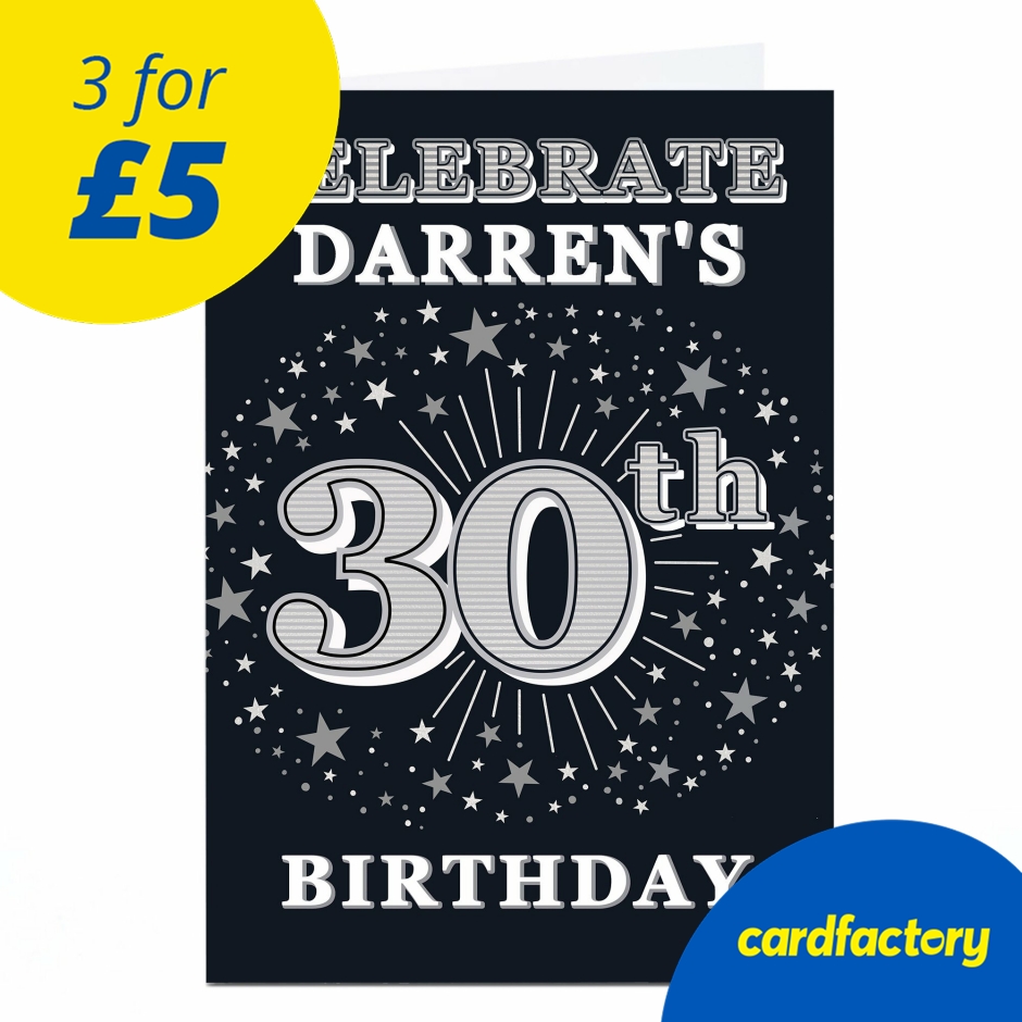 Image of Personalised 30th Birthday Invitation - Silver Stars