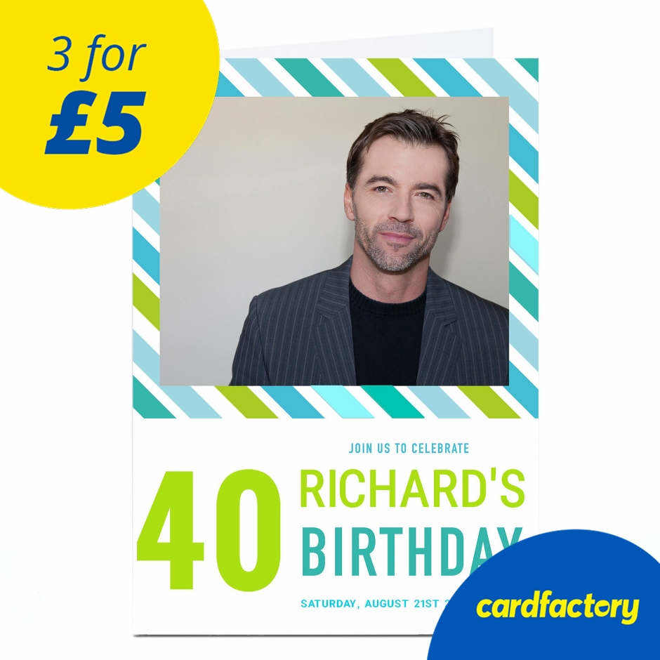 Image of Photo Birthday Invitation - Blue and Green