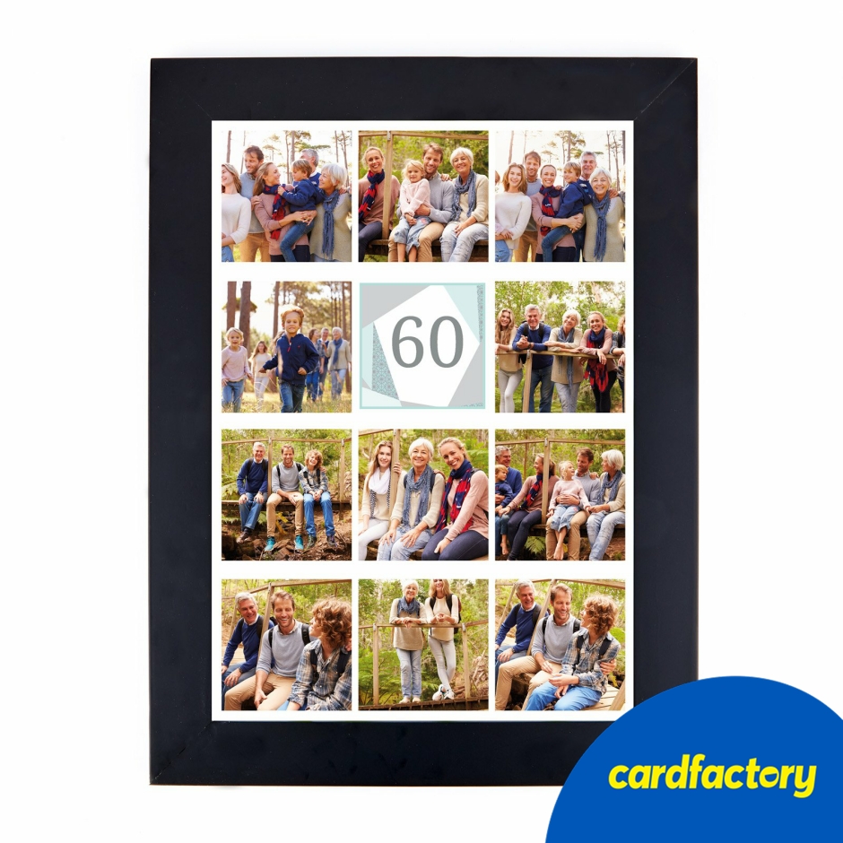 Image of Personalised 60th Milestone Age Photo Print - Geometric Mint | Perfect Gift