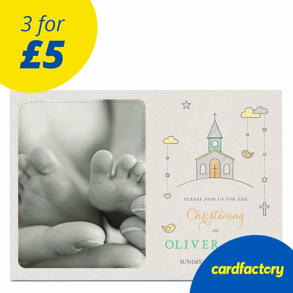 Image of Photo Christening Invitation - Pastel Church