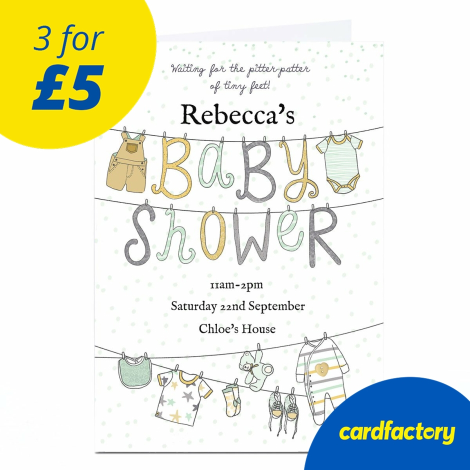 Image of Personalised Baby Shower Invitation - Pitter Patter Of Tiny Feet