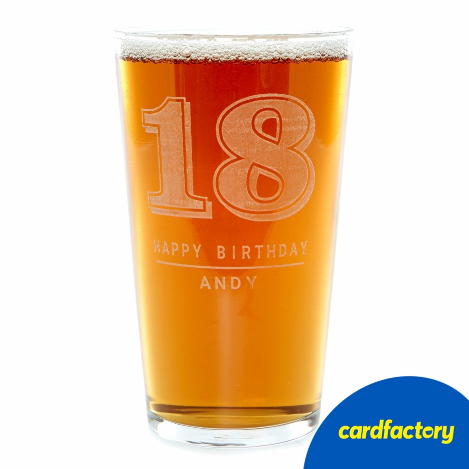 Image of Personalised 18th Birthday Pint Glass - Any Name &amp; Message