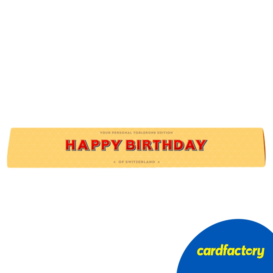 Image of Toblerone 100g Happy Birthday Chocolate Bar | Unique Personalised Gift | Classic Swiss Milk Chocolate | Sweet Treat
