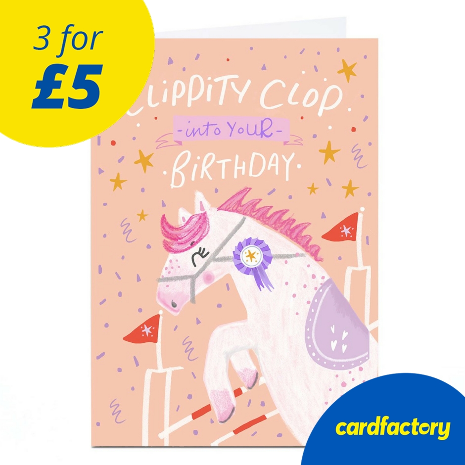 Image of Personalied Carol Richardson Birthday Card - Clippity Clop