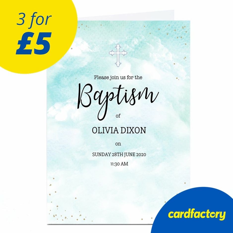 Image of Personalised Baptism Invitation - Pastel Clouds