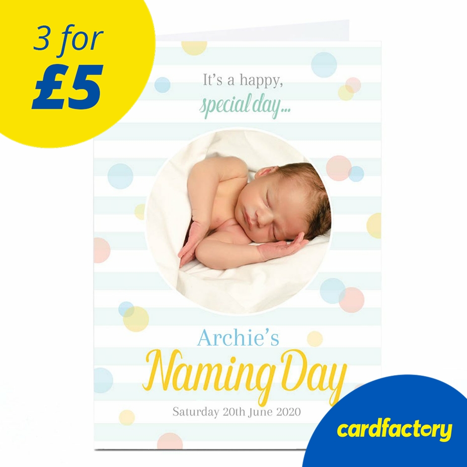 Image of Photo Naming Day Invitation - Spots and Stripes