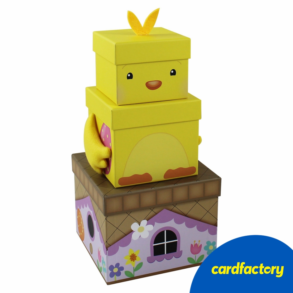 Image of Stackable Plush Easter Chick Gift Boxes - Set Of 3