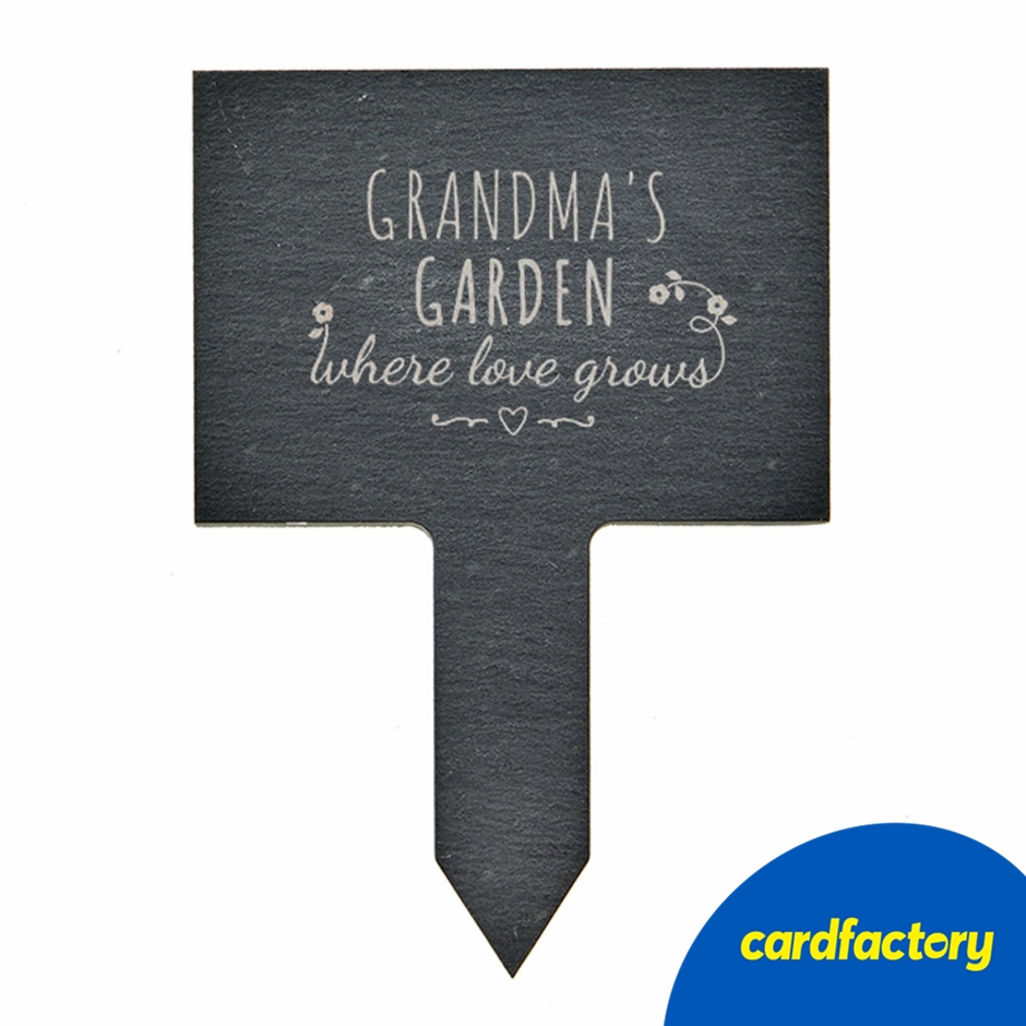 Image of Personalised Engraved Slate Plant Marker | Natural Rustic Garden Decoration | Waterproof Lacquer Finish | 15cm x 10cm