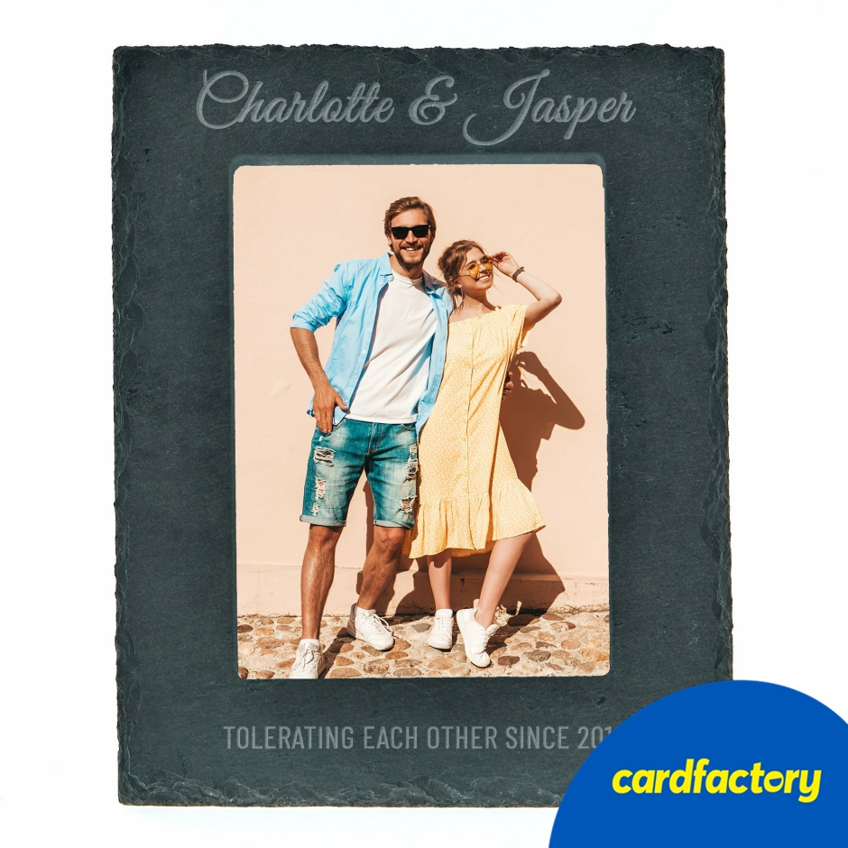 Image of Personalised Engraved Slate Photo Frame | Medium Size | Custom Message | Holds 5x7" Photo | Natural Slate Material | Unique Gift Idea