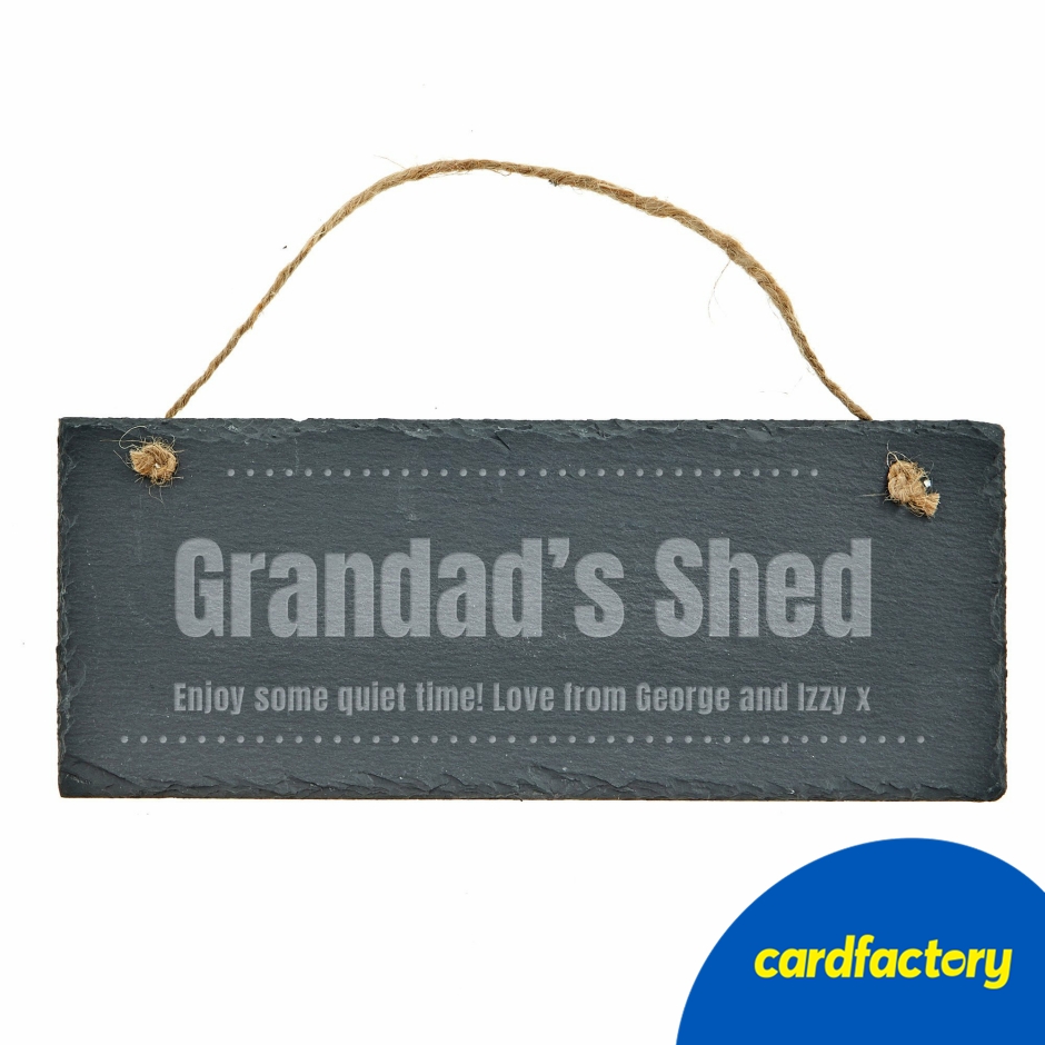 Image of Personalised Engraved Grandad's Shed Hanging Slate Sign