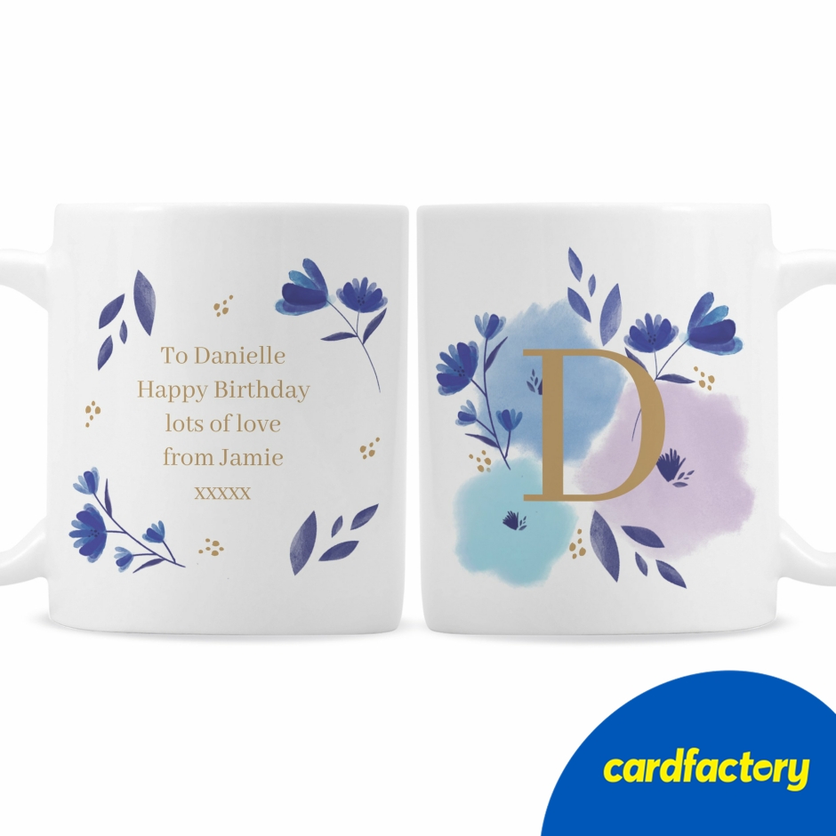 Image of Personalised Floral Initial Mug