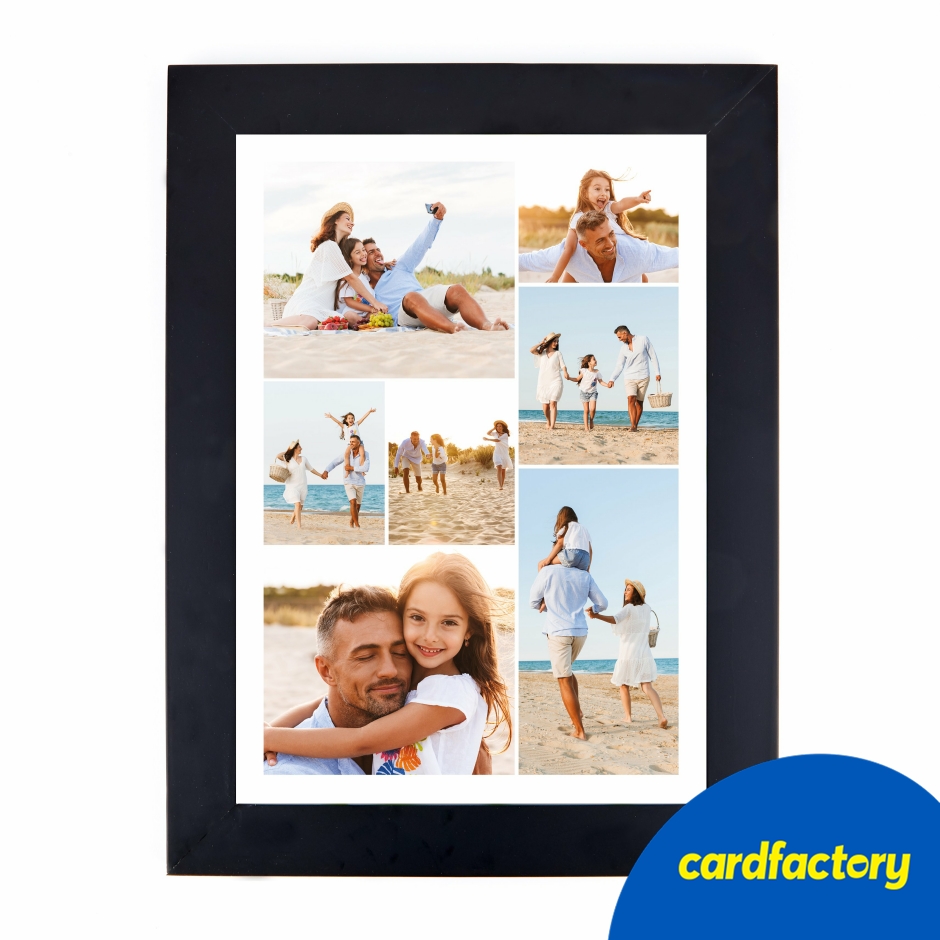 Image of Personalised A3 Portrait Photo Print | Custom 7 Photo Upload | Framed Black or White | Gift for Memories | 49 x 39 x 1.5cm