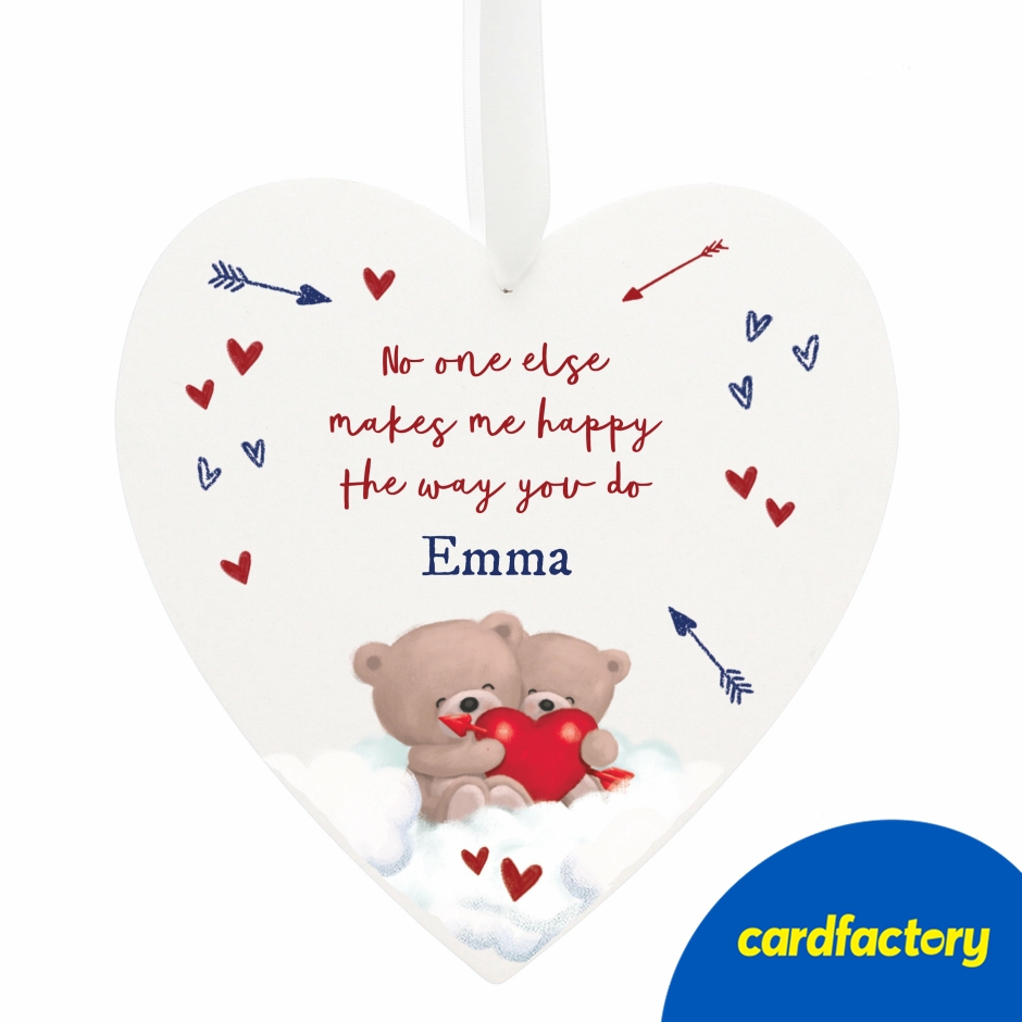 Image of Personalised Hugs Large Wooden Heart Ornament