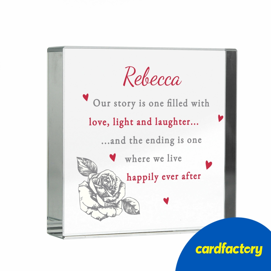 Image of Personalised Rose Heart Glass Token