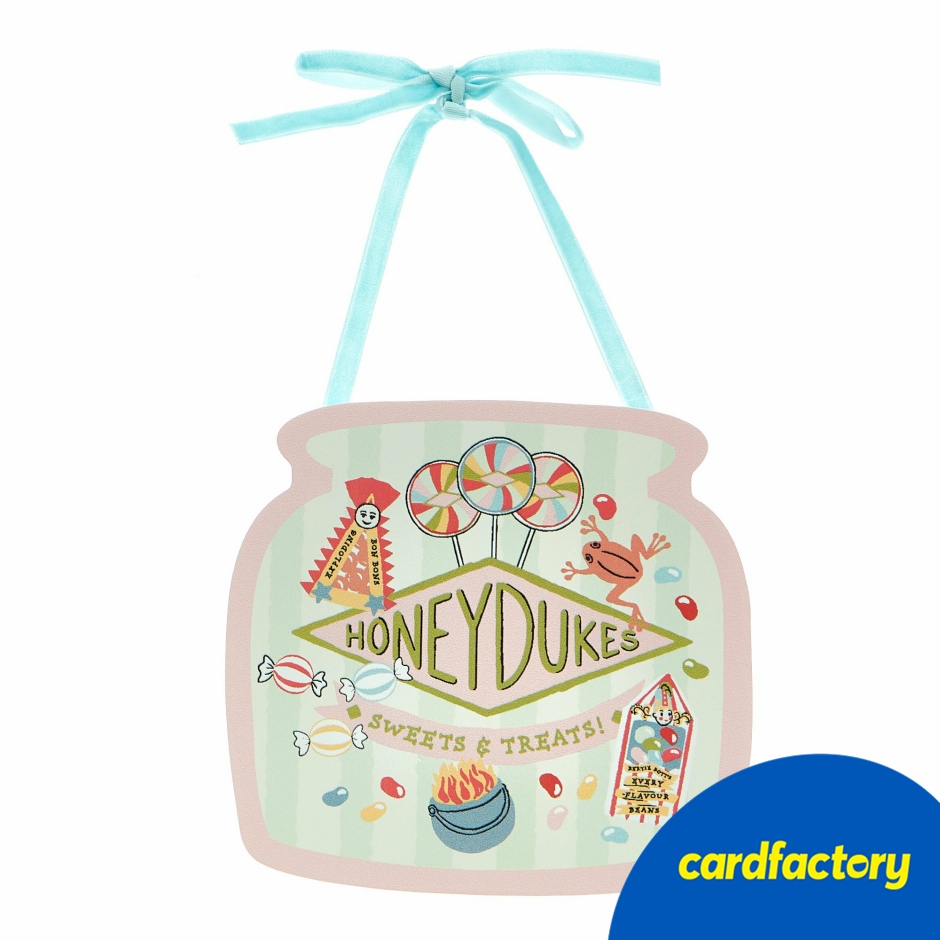Image of Harry Potter Honeydukes Hanging Plaque | MDF Material | 12cm x 12.5cm | Ribbon Included | Ideal Gift for Fans