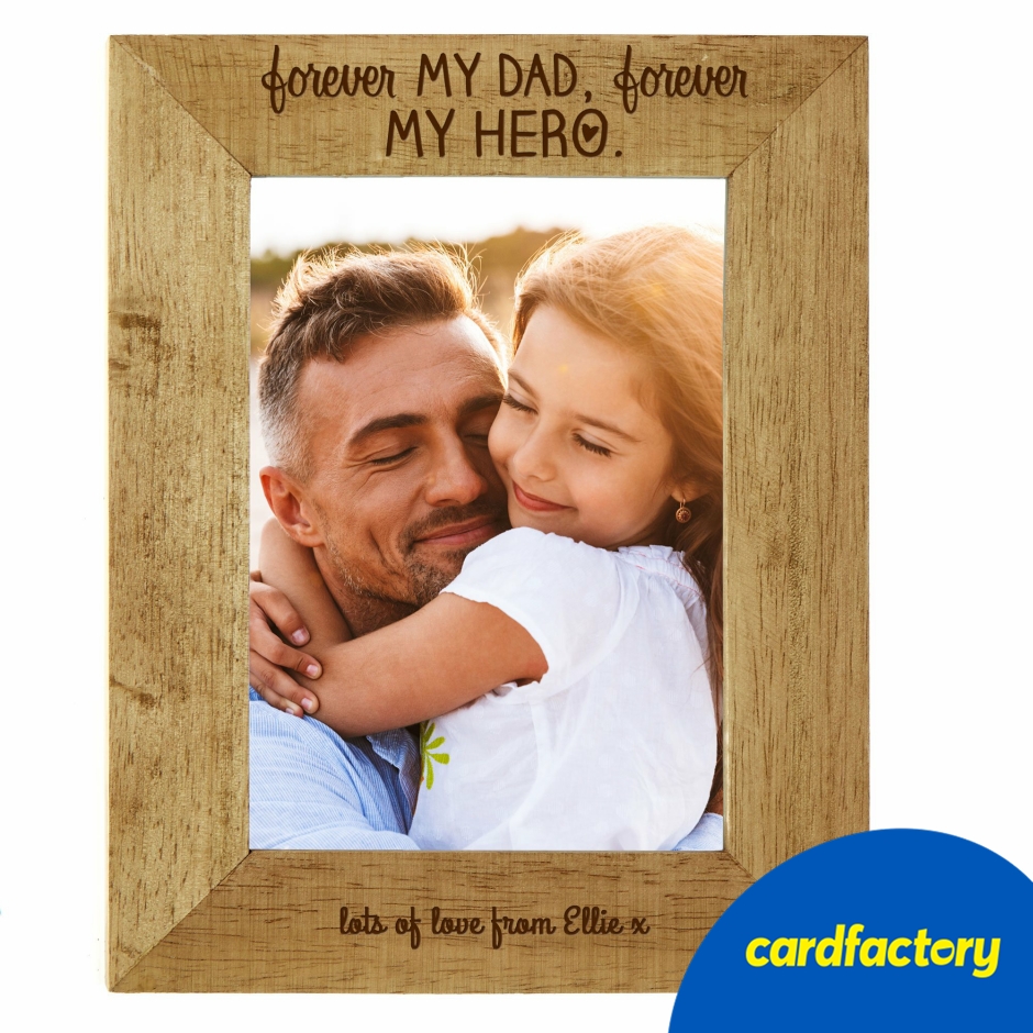 Image of Personalised Engraved Wooden Photo Frame - Forever My Dad