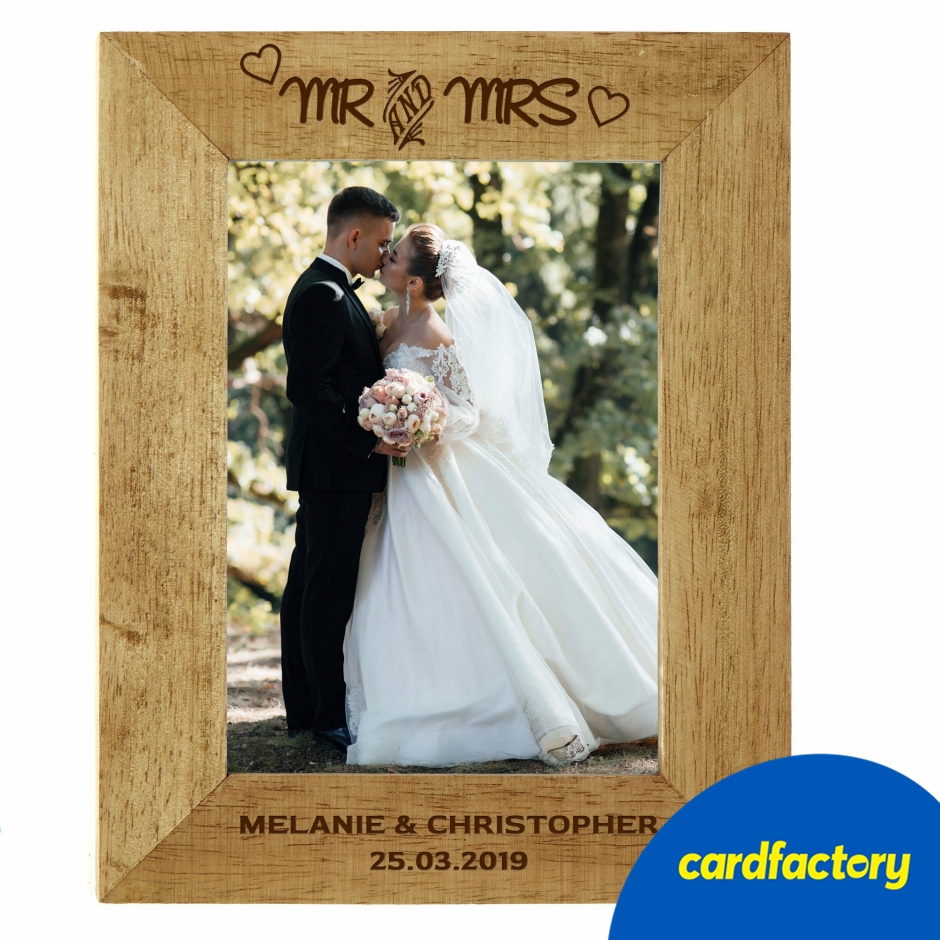 Image of Personalised Engraved Wooden Photo Frame - Mr And Mrs