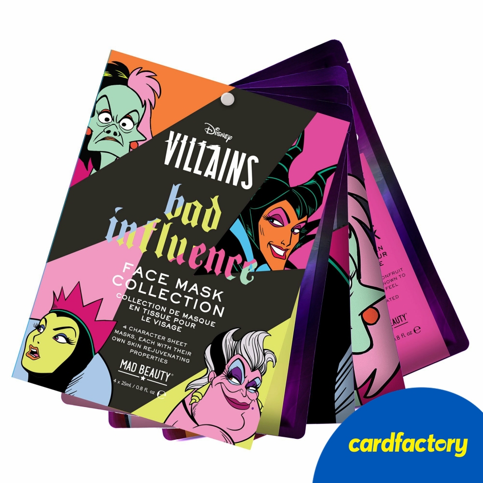 Image of Disney Villains Bad Influence Face Mask Collection | 4 Piece Set | Coconut Apple Passionfruit &amp; Cucumber | Hydrating Sheet Masks | 4x 25ml | Gift