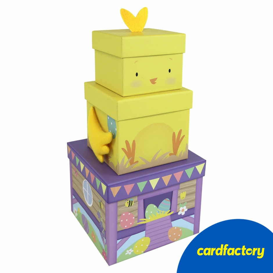 Image of Stackable Plush Easter Chick Gift Boxes - Pack of 3