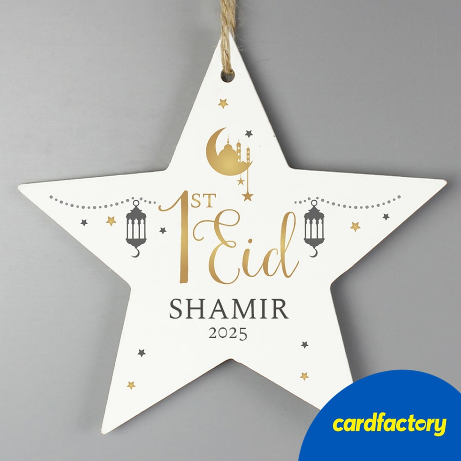 Image of Personalised 1st Eid Wooden Star Decoration
