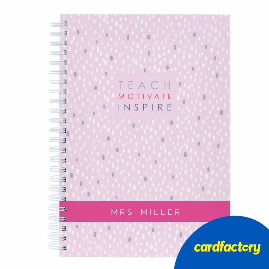 Image of Personalised Thank You Teacher Notebook - Teach Motivate Inspire