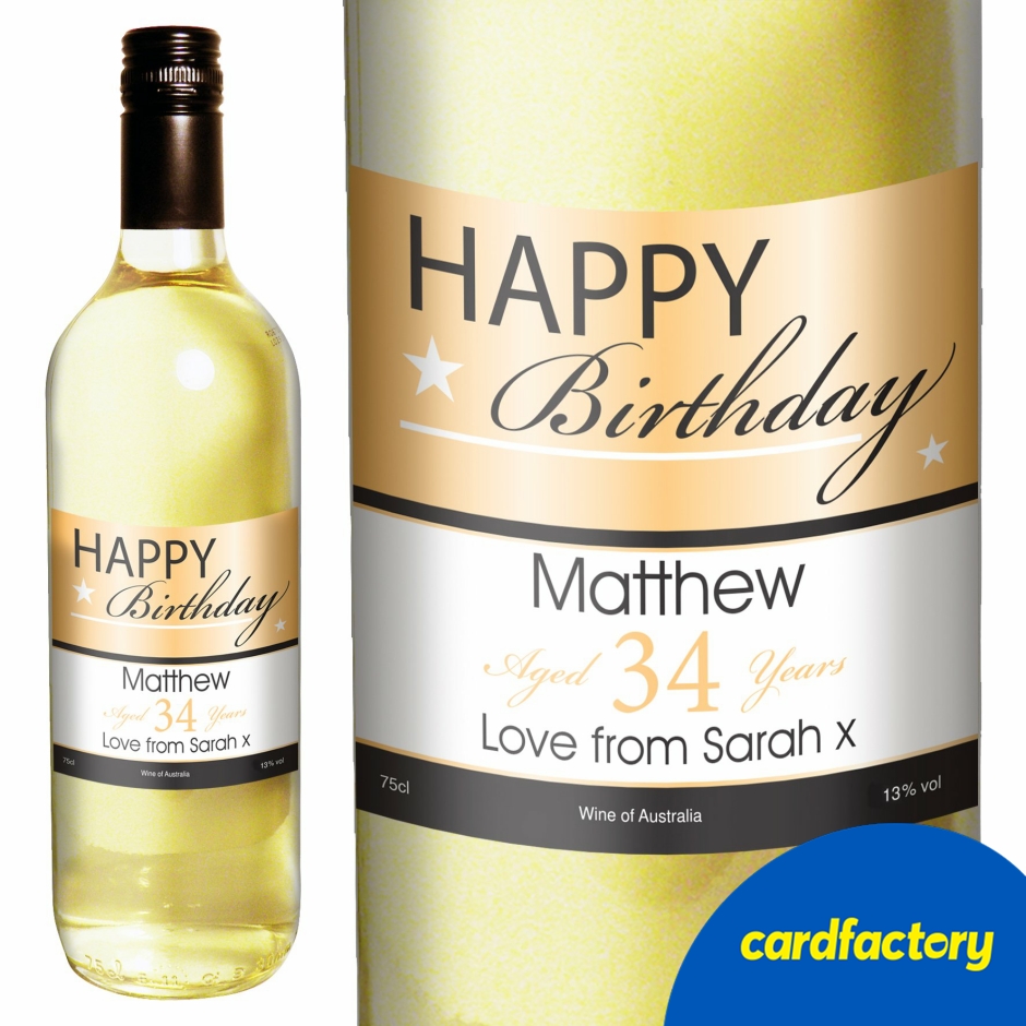 Image of Personalised Happy Birthday White Wine 75cl