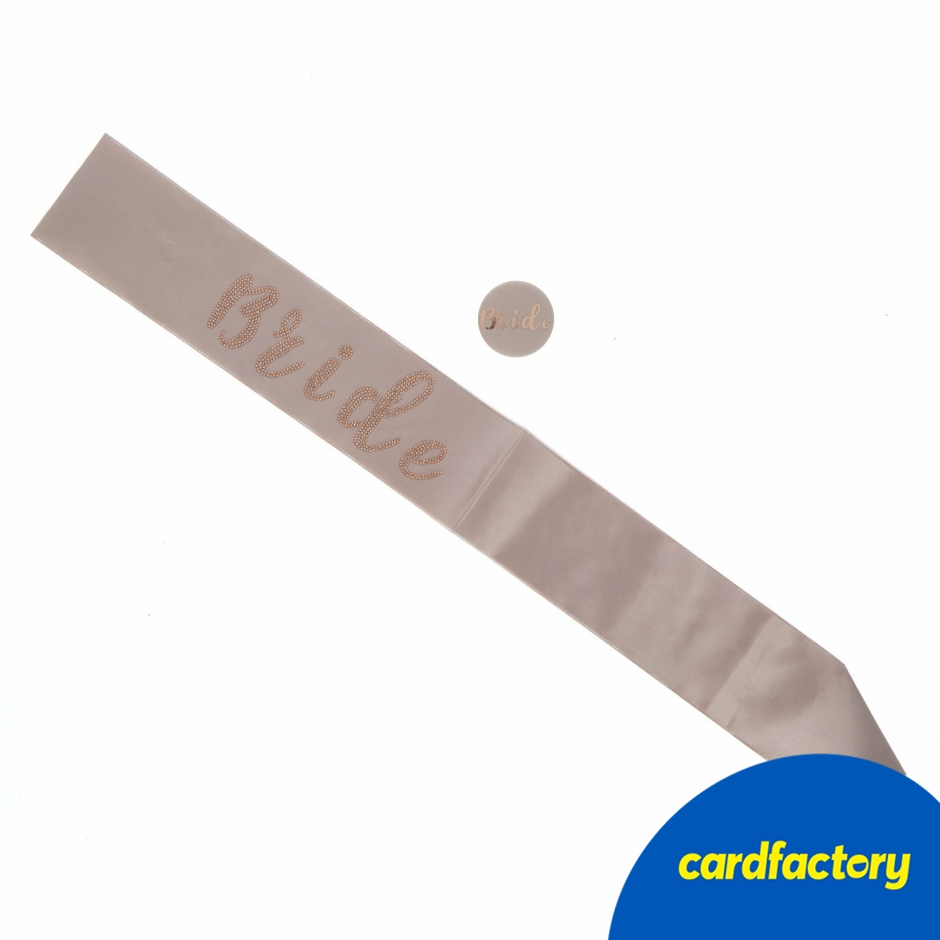 Image of Luxury Bride Sash &amp; Badge | Satin-like Fabric with Diamante Details | Bridal Accessory | 76cm x 9cm