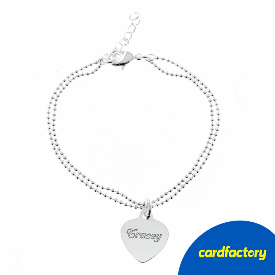 Image of Personalised Engraved Double Chain Silver Bracelet