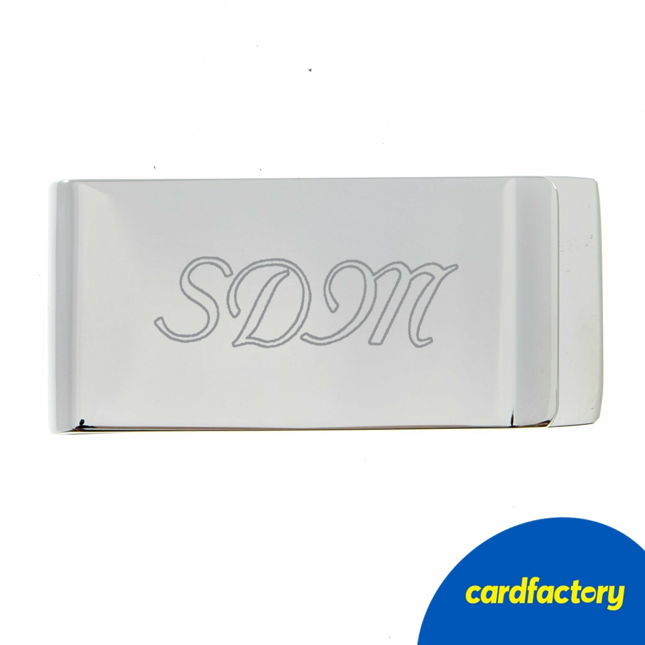 Image of Personalised Engraved Money Clip | Silver Plated Finish | Custom Initials Gift | 6.1cm x 2.7cm x 0.3cm