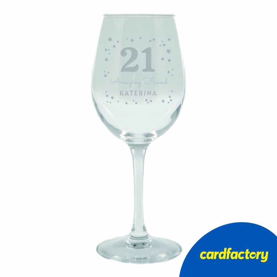 Image of Personalised Milestone Age Wine Glass | Custom Engraved with Age, Name &amp; Message | Clear Glass | H20cm | Hand-Wash Recommended