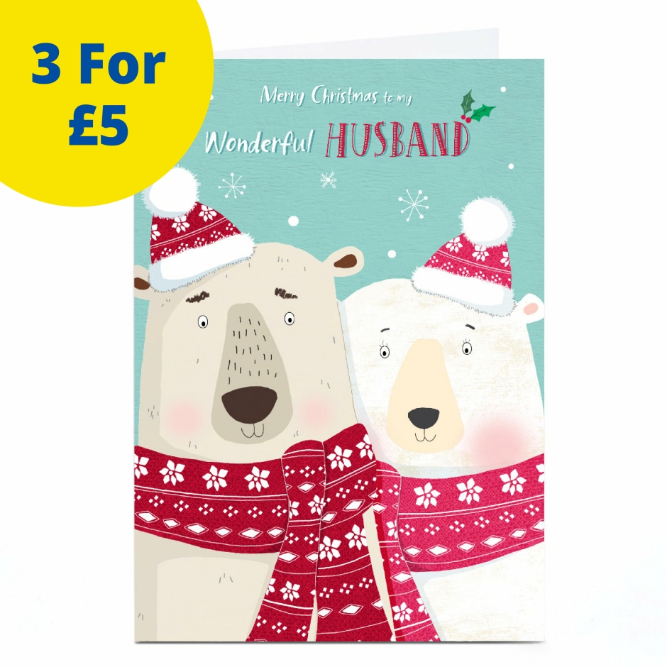 Image of Cory Reid Christmas Card - Wonderful Husband Polar Bears | Christmas Cards