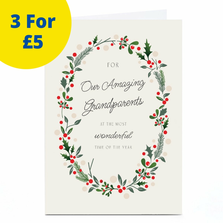 Image of Christmas Card - Christmas Wreath, Our Amazing Grandparents | Christmas Cards