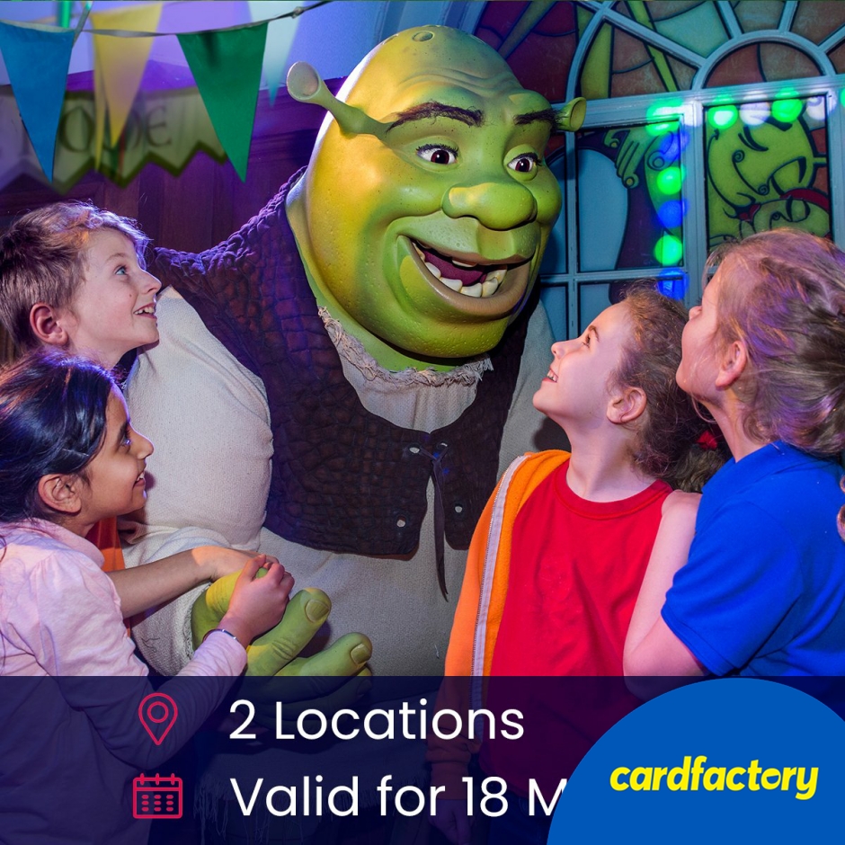 Image of Shrek's Adventure! London &amp; Two Course Lunch for a Family of Four Gift Experience Day