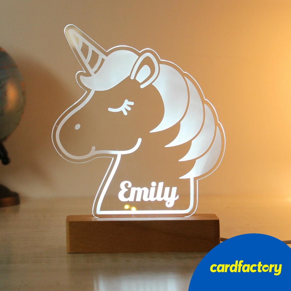 Image of Personalised Unicorn Wooden Based LED Light