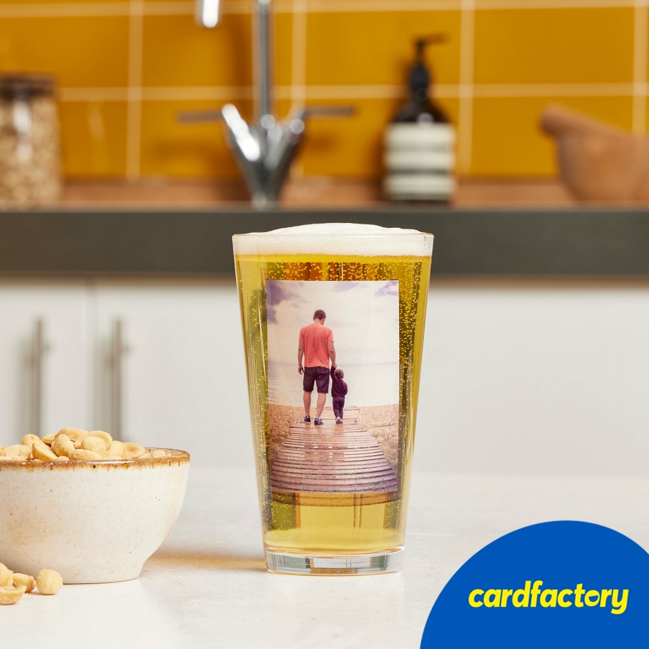 Image of Personalised Photo Upload Pint Glass | Custom Glassware | 473ml Capacity | Ideal Gift for Beer Lovers | Hand Wash Only