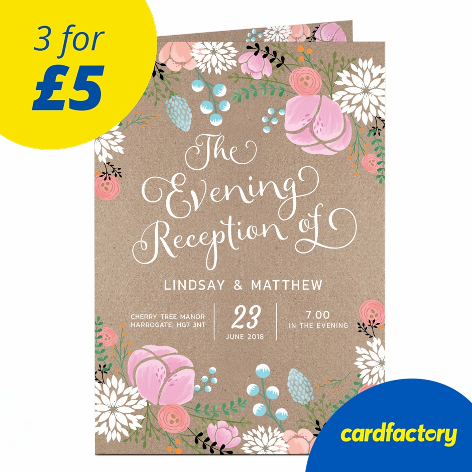 Image of Personalised Evening Reception Invitation - Rustic Floral