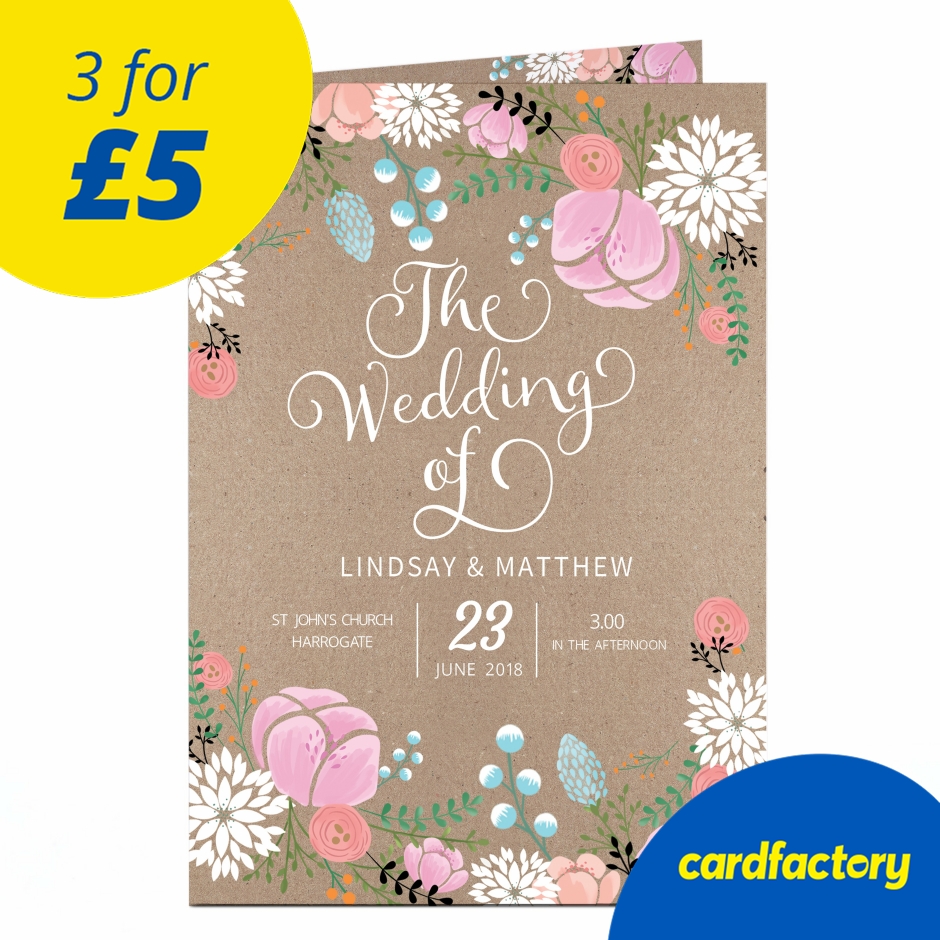 Image of Personalised Wedding Invitation - Rustic Floral