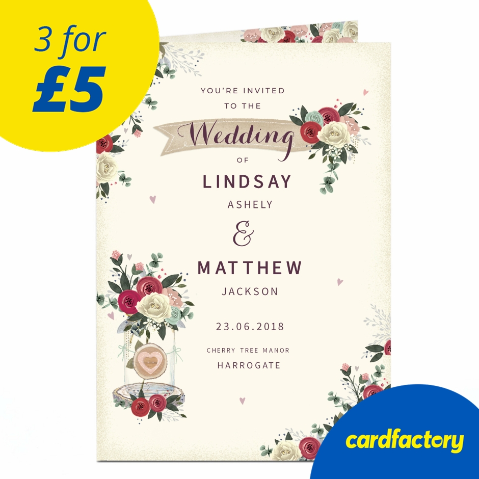 Image of Personalised Wedding Invitation - Roses