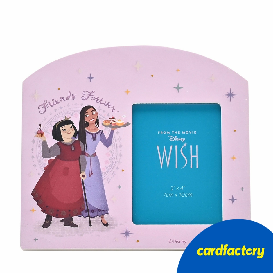 Image of Disney Wish Arched Photo Frame | Purple Wooden Frame with Starry Design | Perfect for 3x4-inch Portrait Photo | 15.5cm x 17cm x 1.5cm | Great Gift for Fans