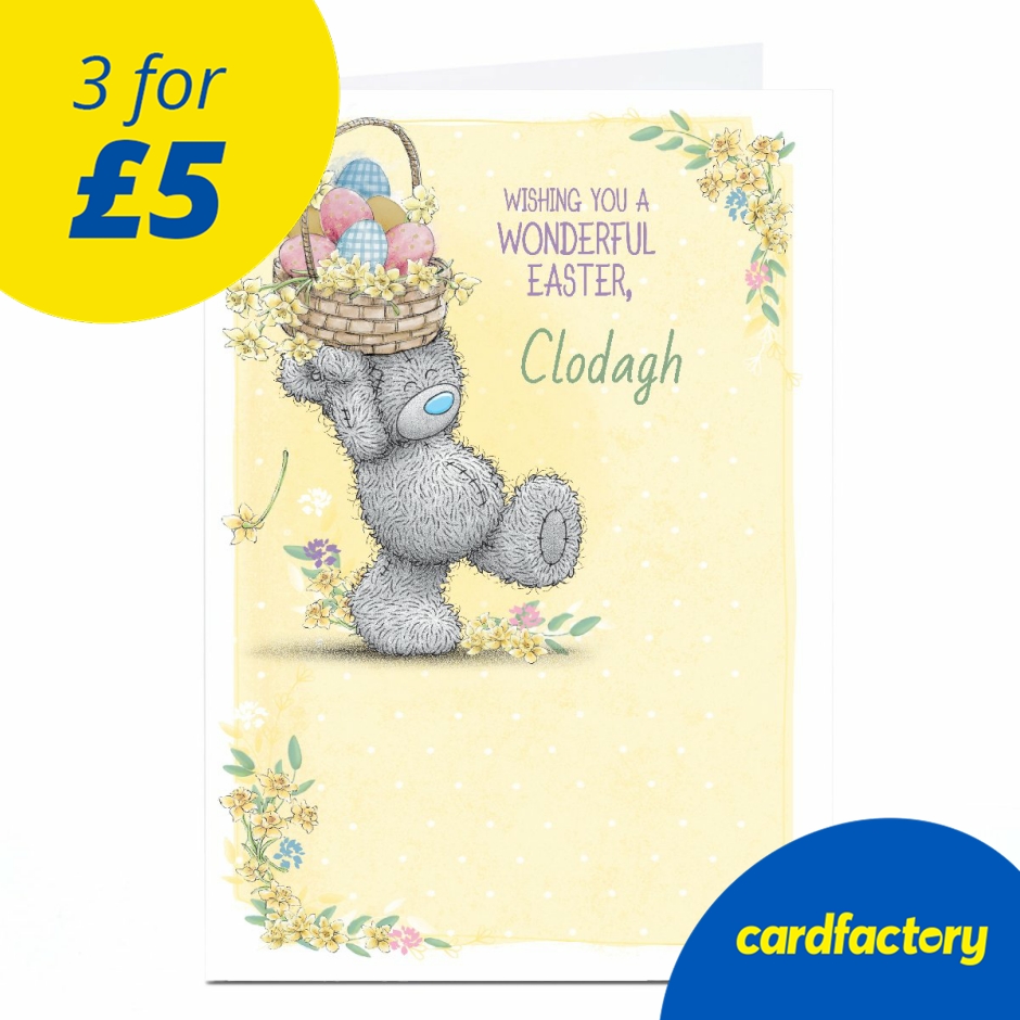 Personalised Tatty Teddy Easter Card - Bear carrying Basket